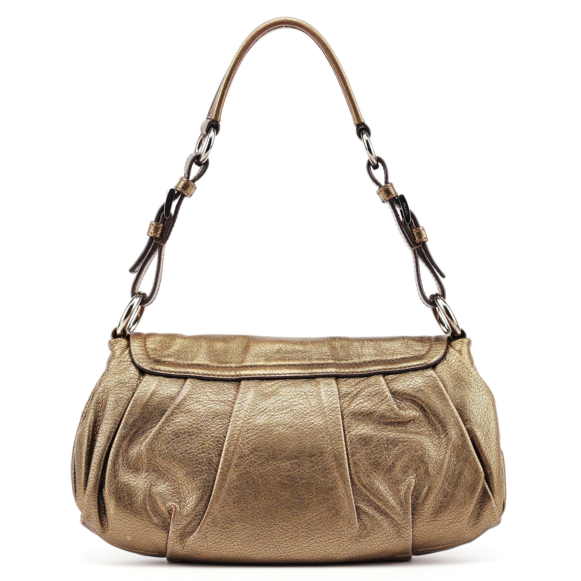 Metallic Leather Hobo Shoulder Bag