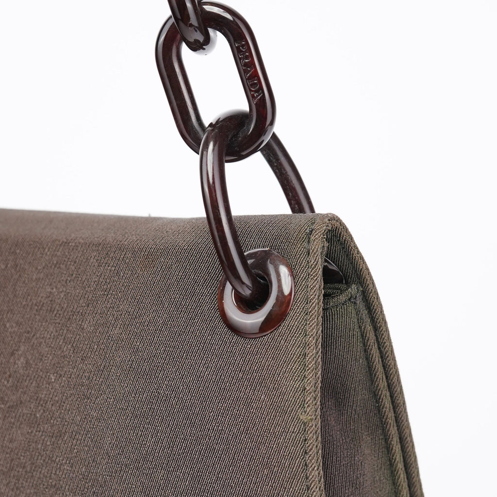 Military Green Tessuto Chain Shoulder Bag