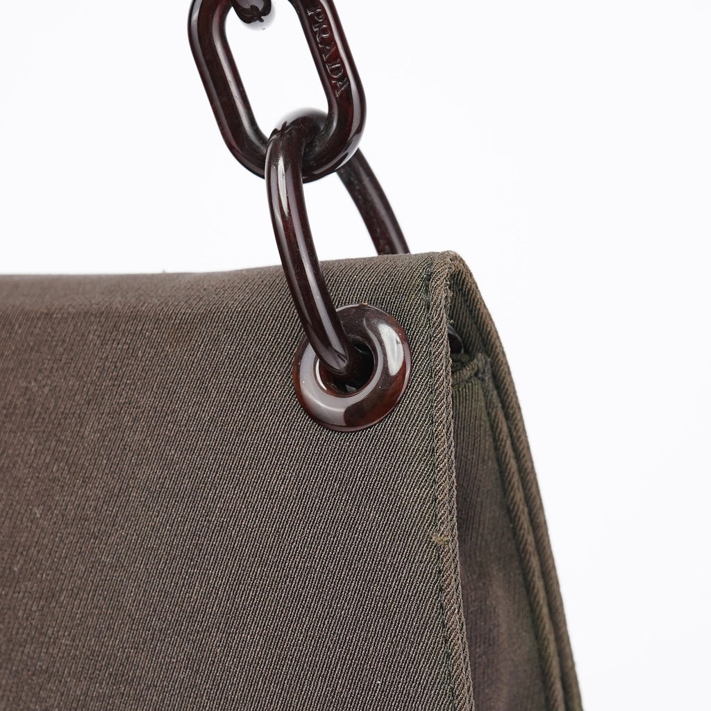 Military Green Tessuto Chain Shoulder Bag