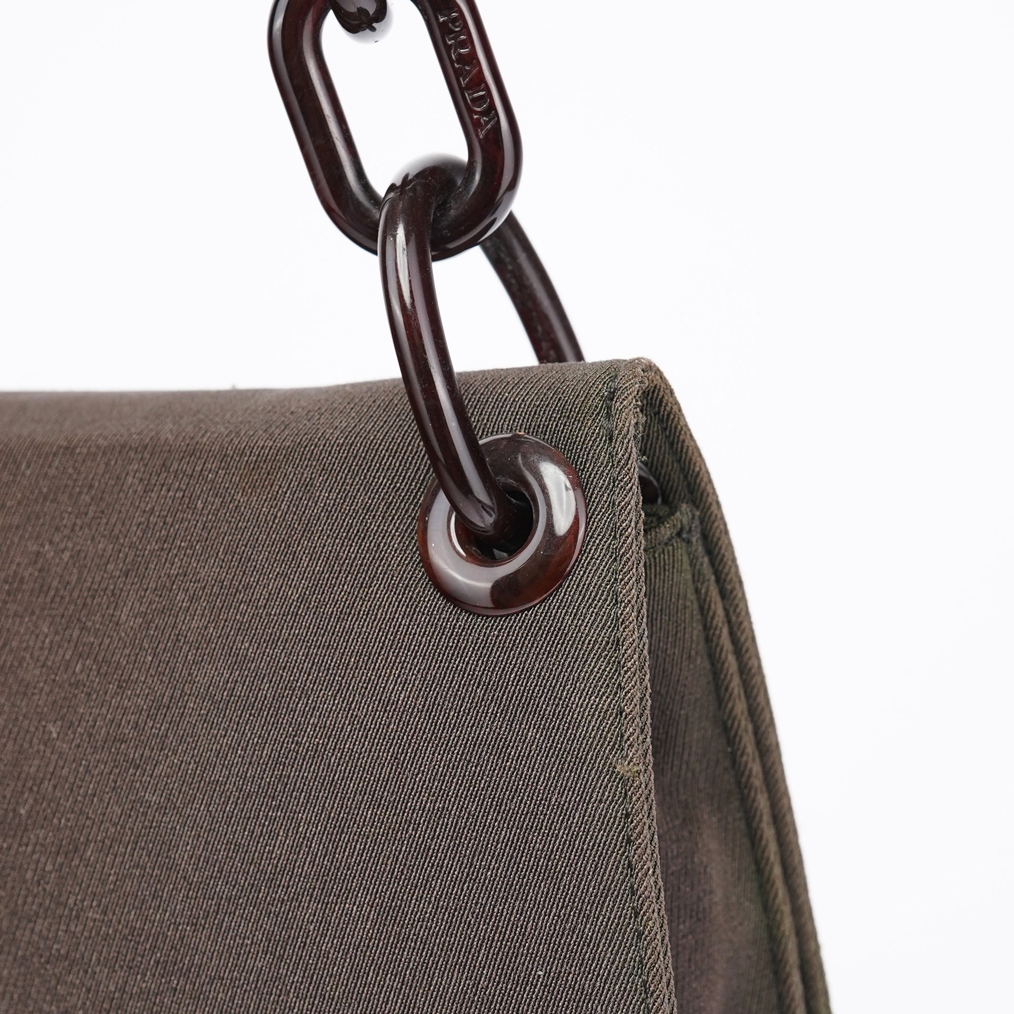 Military Green Tessuto Chain Shoulder Bag