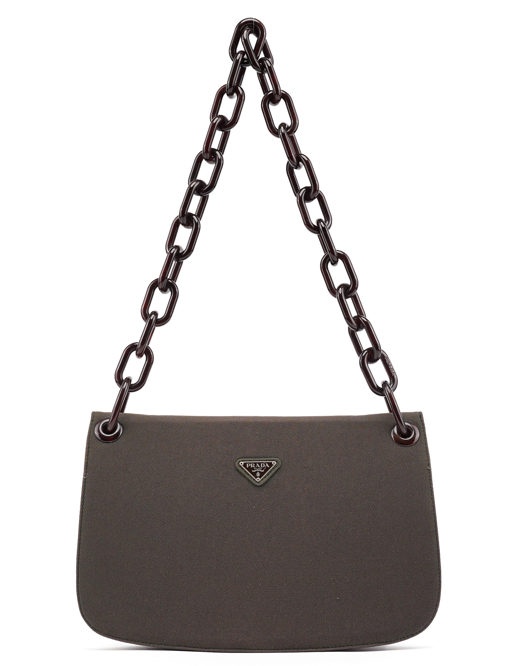 Military Green Tessuto Chain Shoulder Bag