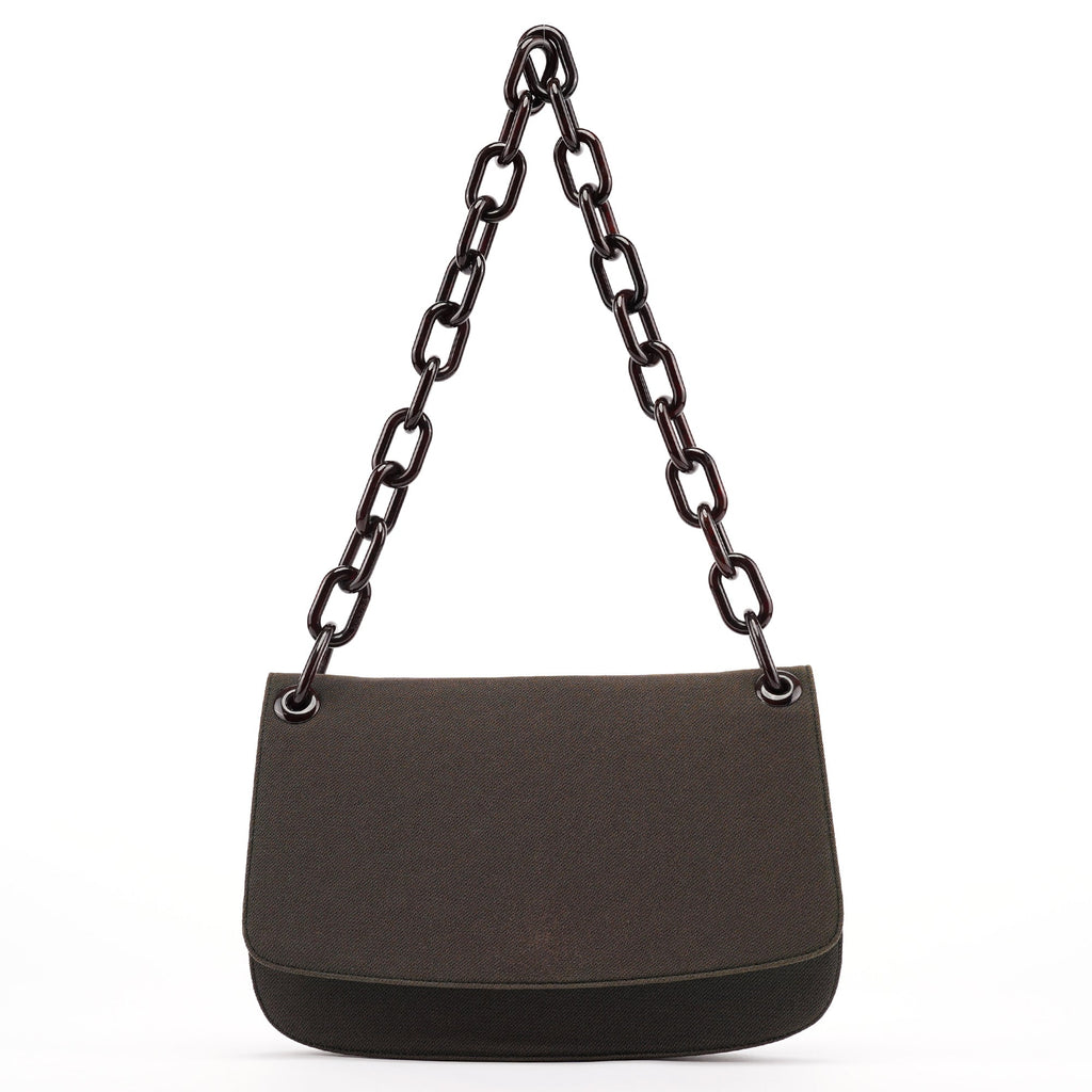 Military Green Tessuto Chain Shoulder Bag