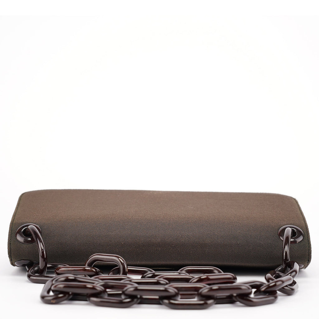 Military Green Tessuto Chain Shoulder Bag