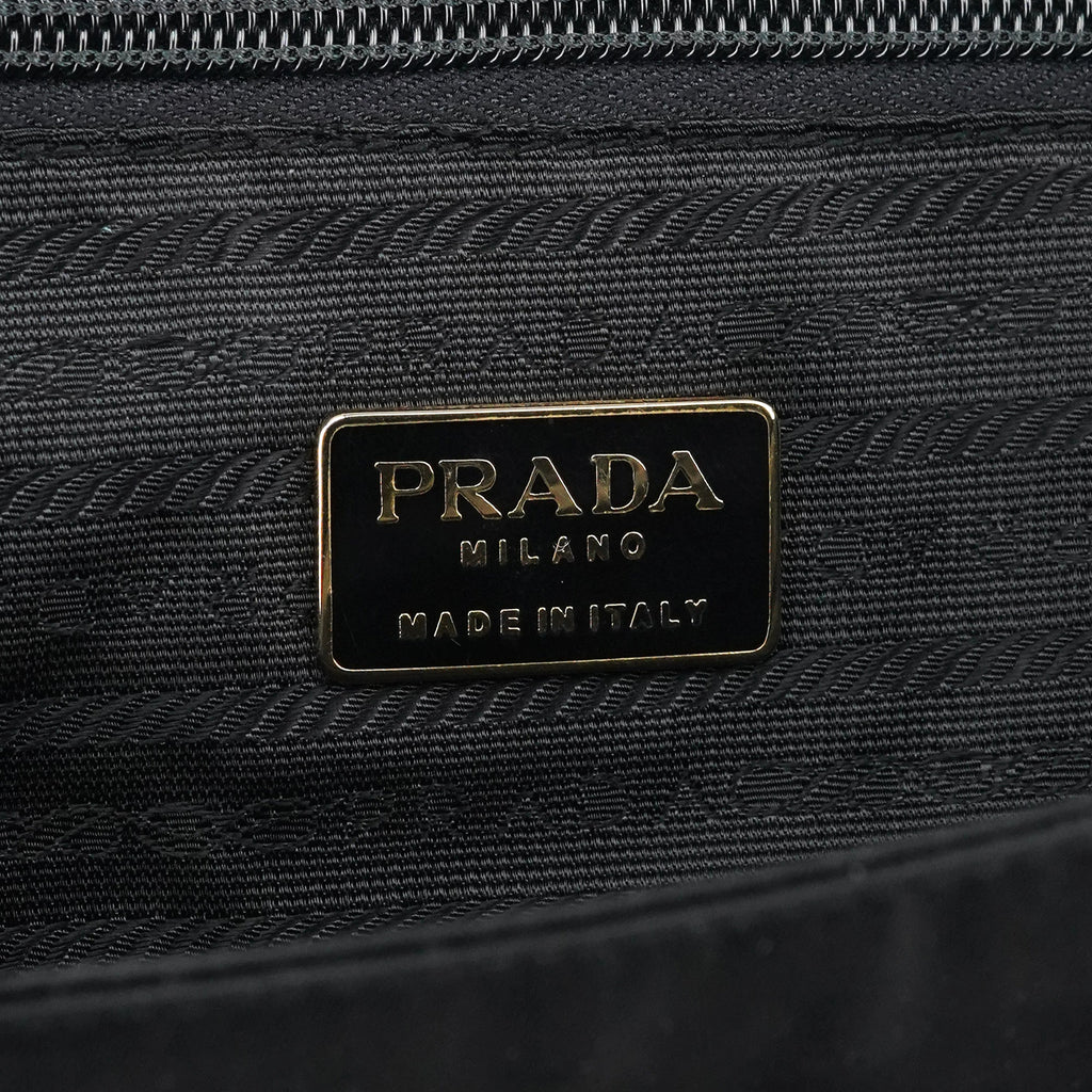 Navy Gold Tessuto Metal Top Handle Bag
