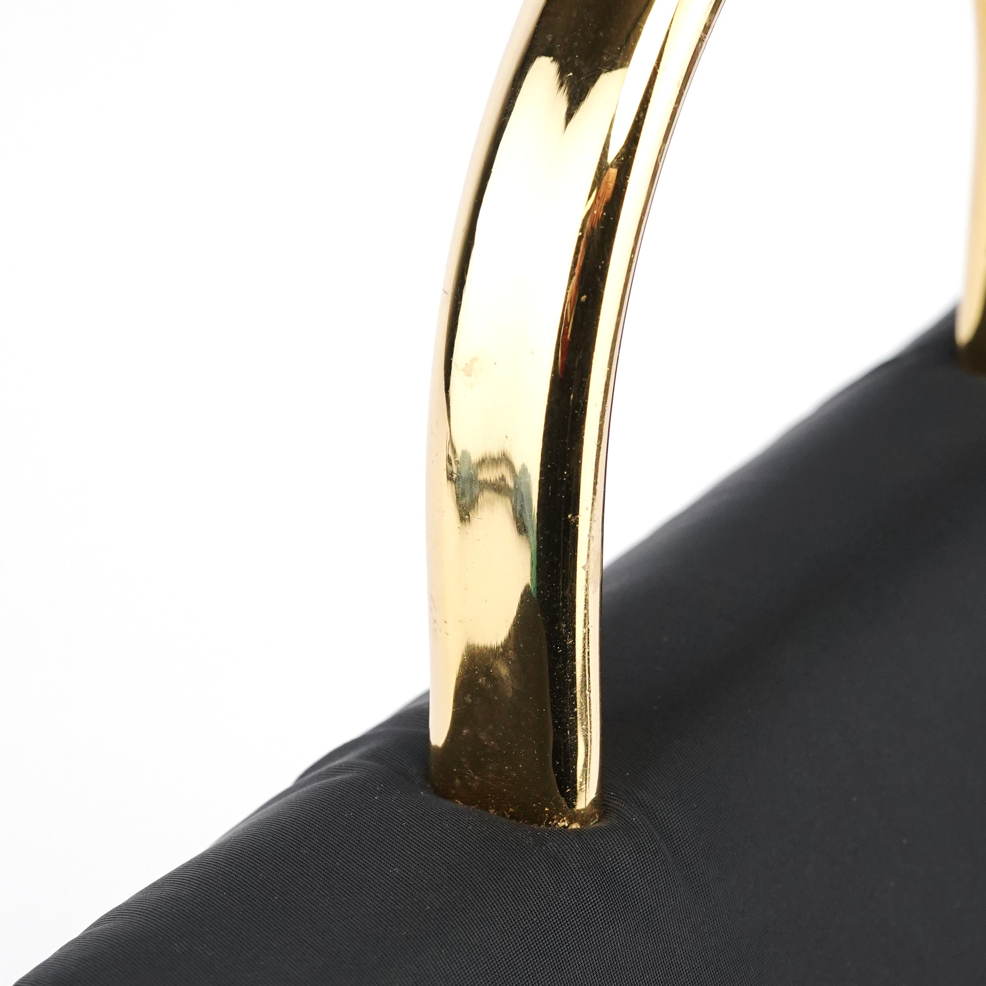 Navy Gold Tessuto Metal Top Handle Bag