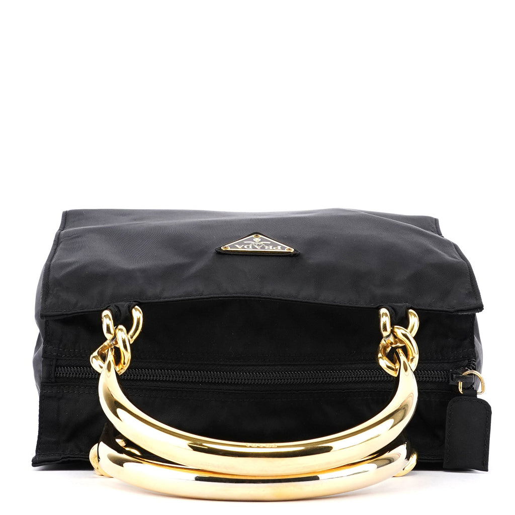 Navy Gold Tessuto Metallo Tote