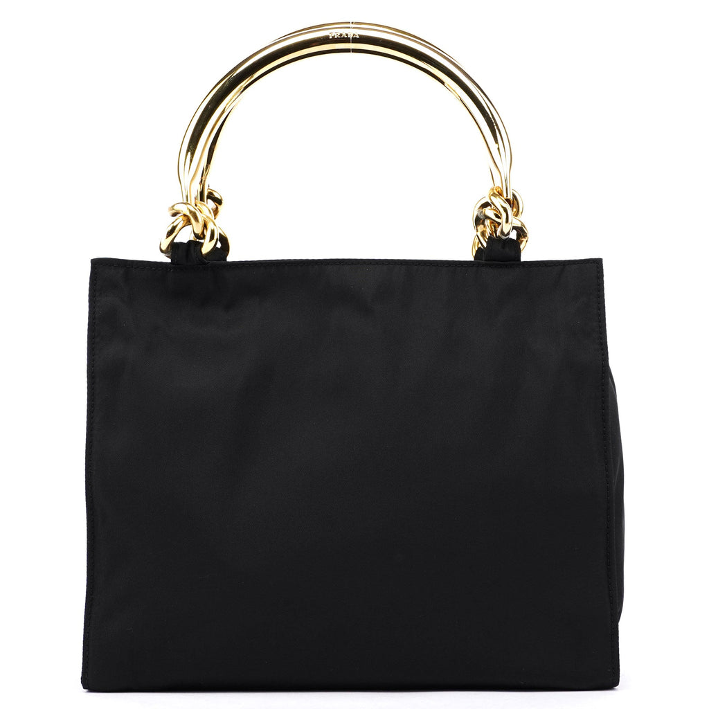 Navy Gold Tessuto Metallo Tote