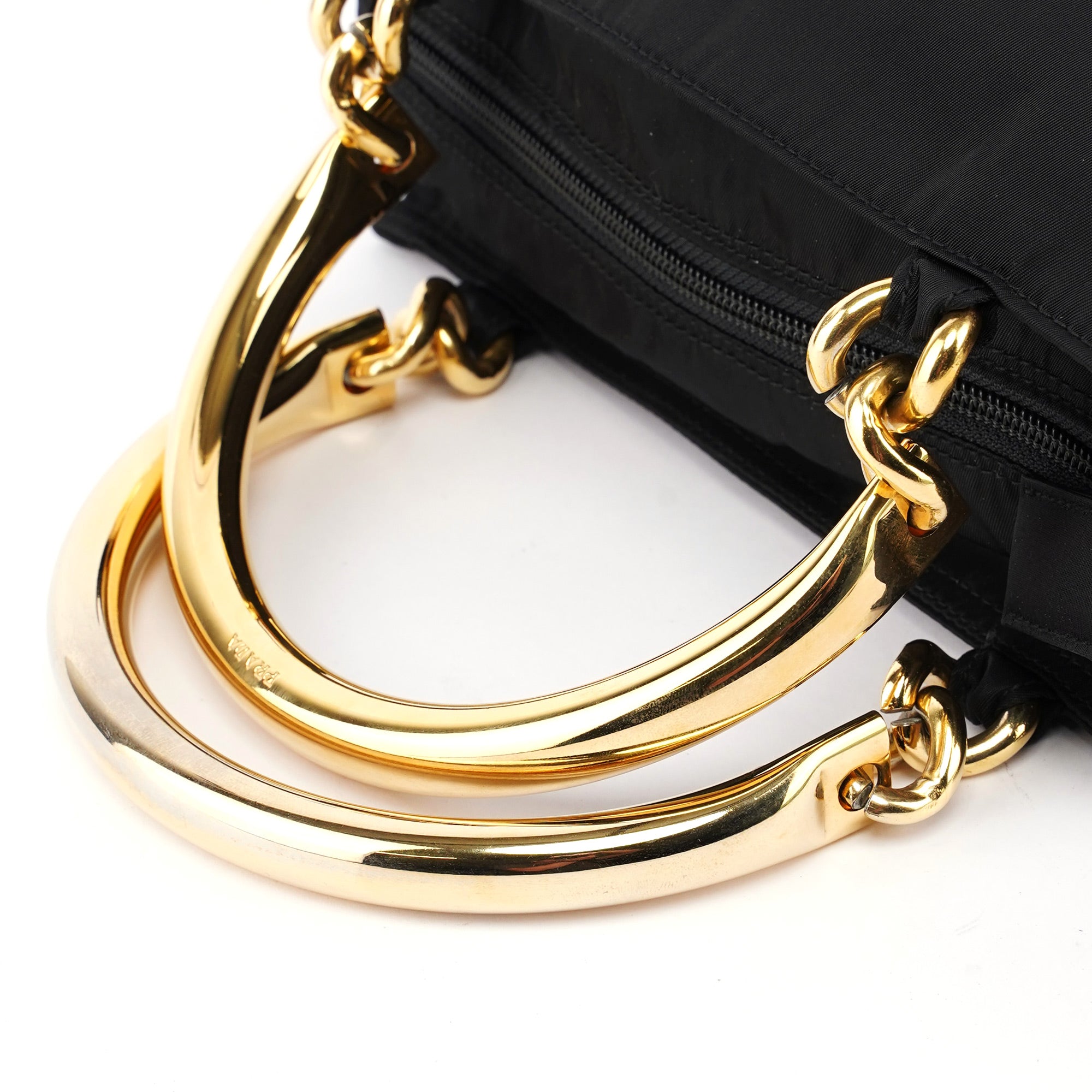 Navy Gold Tessuto Metallo Tote