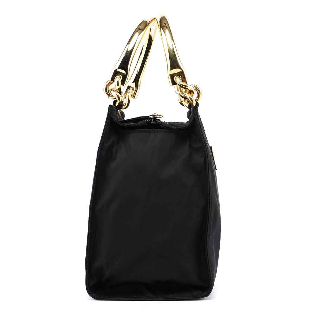 Navy Gold Tessuto Metallo Tote