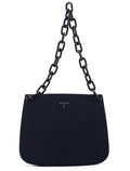 Navy Mesh Plastic Chain Shoulder Bag