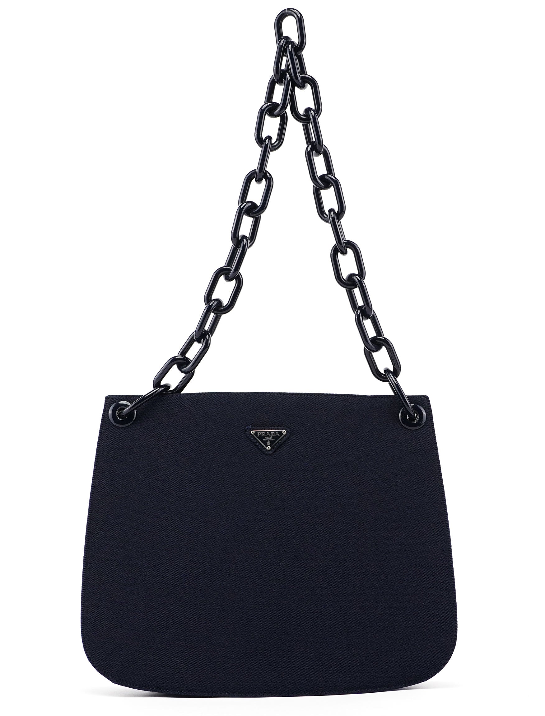 Navy Mesh Plastic Chain Shoulder Bag