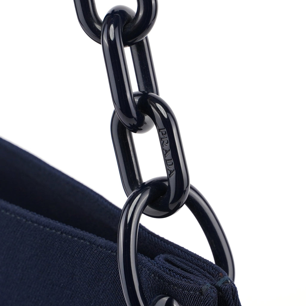 Navy Mesh Plastic Chain Shoulder Bag