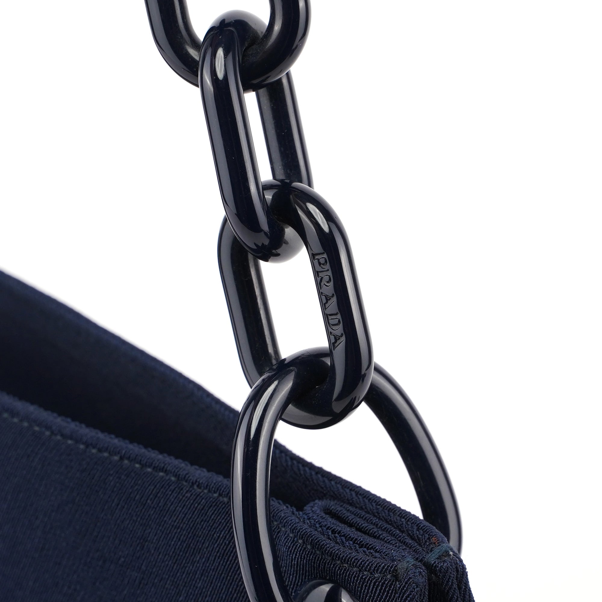 Navy Mesh Plastic Chain Shoulder Bag