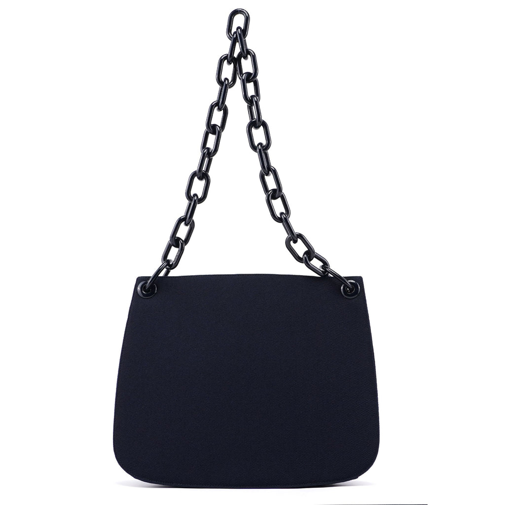 Navy Mesh Plastic Chain Shoulder Bag