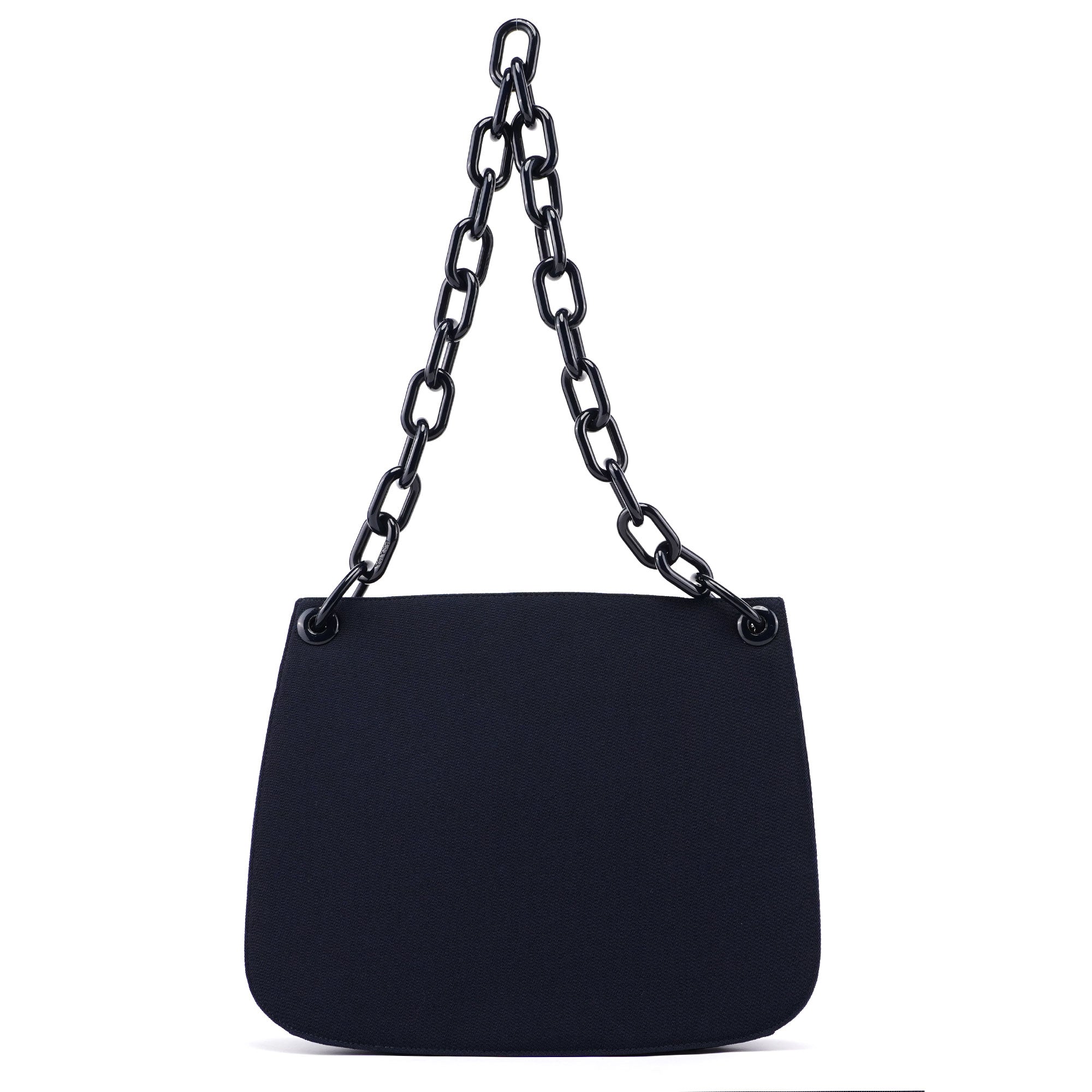 Navy Mesh Plastic Chain Shoulder Bag
