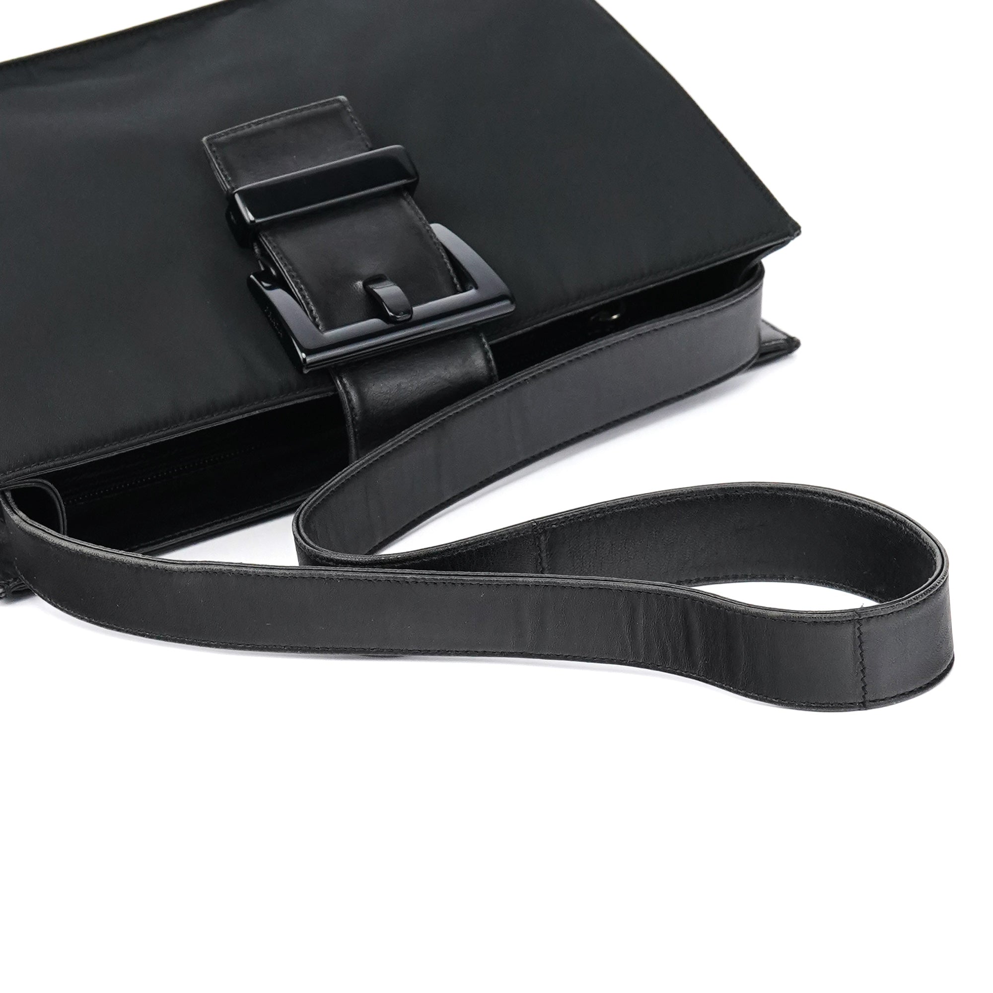 Navy Tessuto Buckle Shoulder Bag