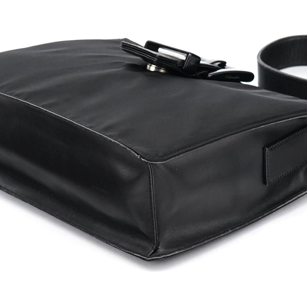 Navy Tessuto Buckle Shoulder Bag