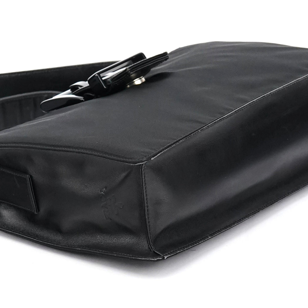 Navy Tessuto Buckle Shoulder Bag