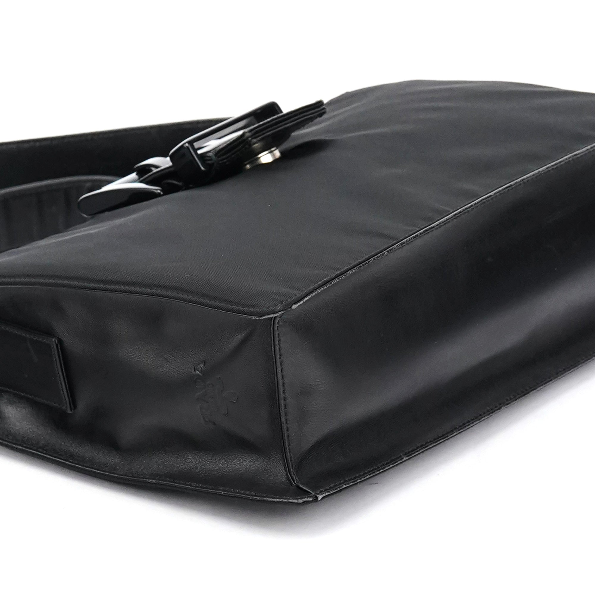 Navy Tessuto Buckle Shoulder Bag