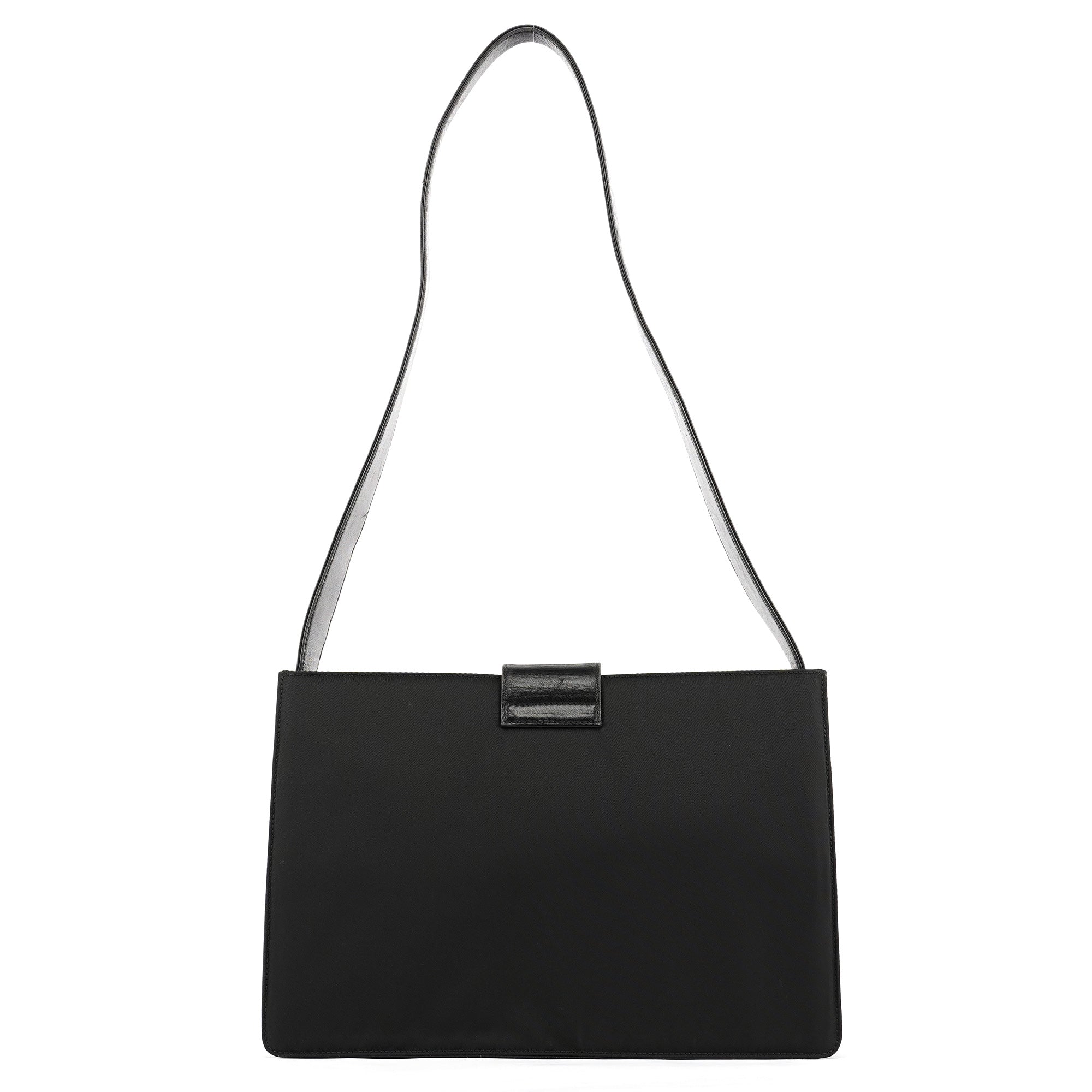 Navy Tessuto Buckle Shoulder Bag