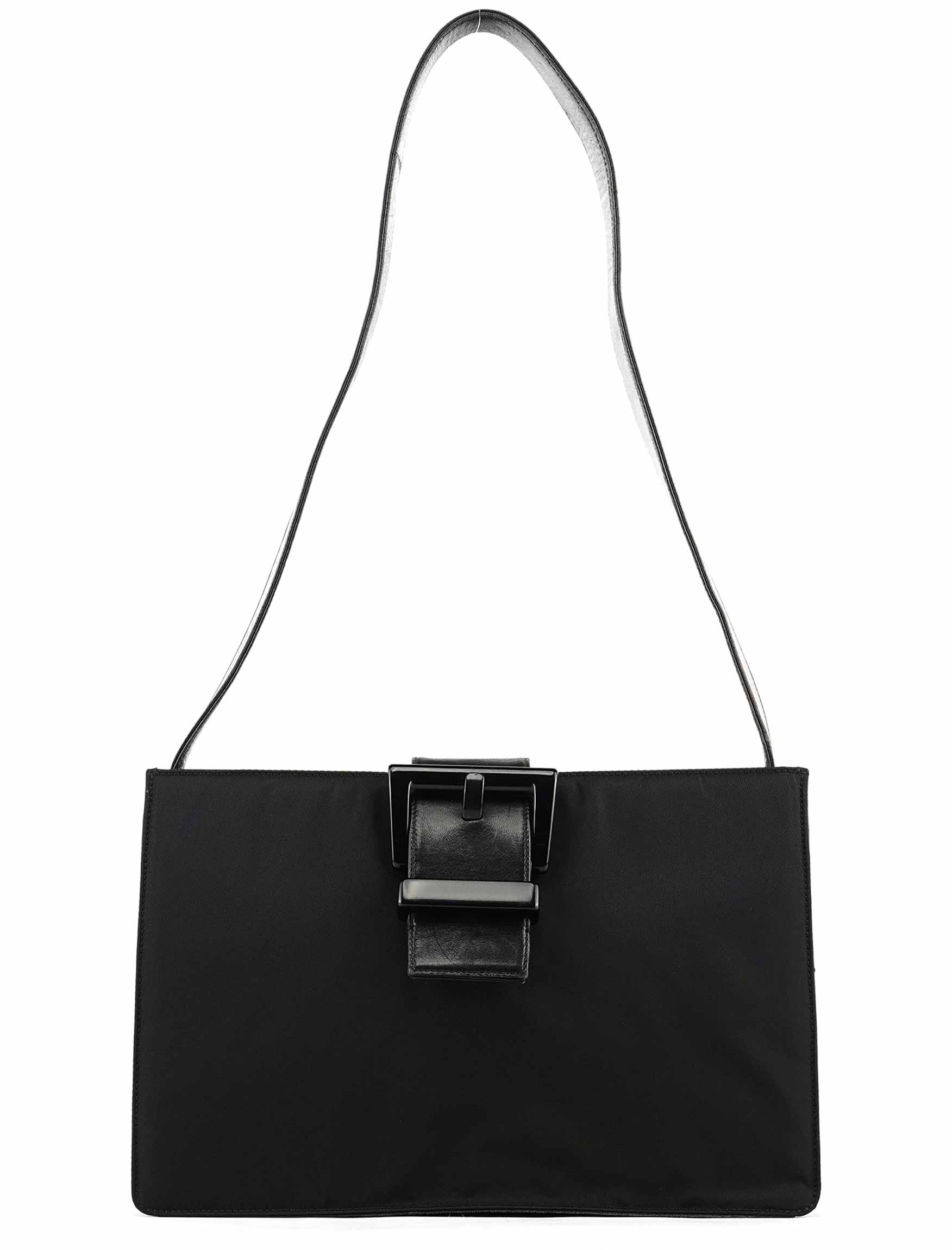 Navy Tessuto Buckle Shoulder Bag
