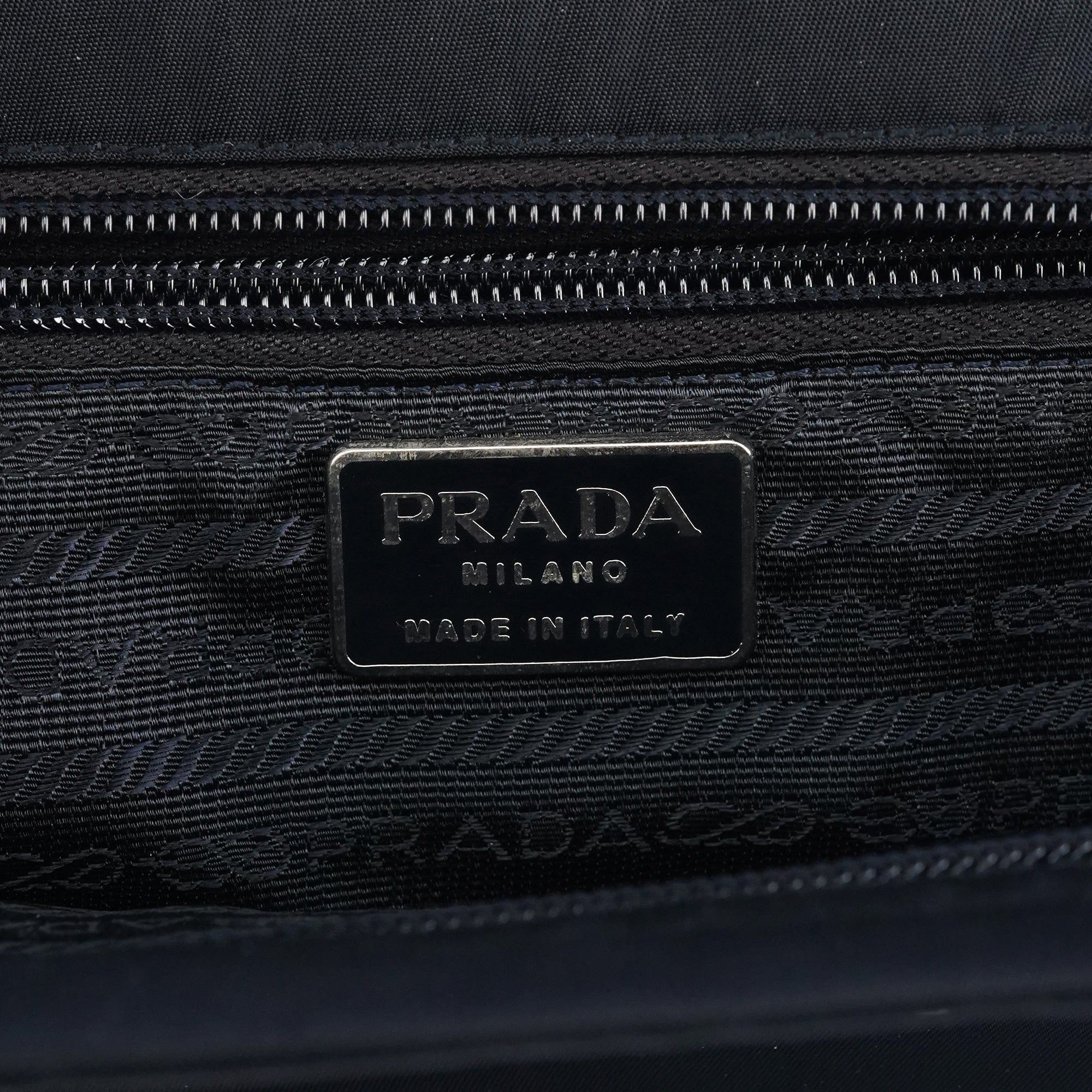Navy Tessuto Metal Tote Bag