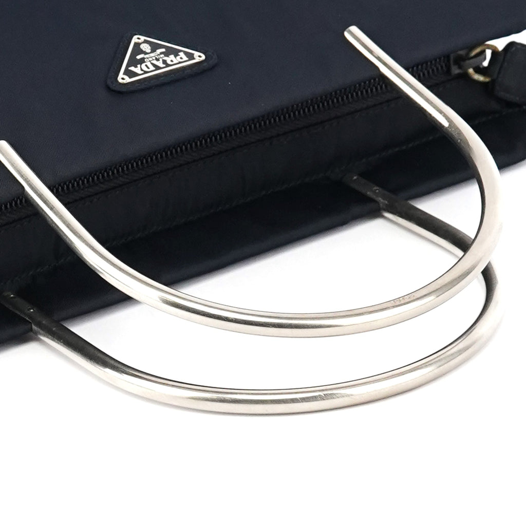 Navy Tessuto Metal Tote Bag