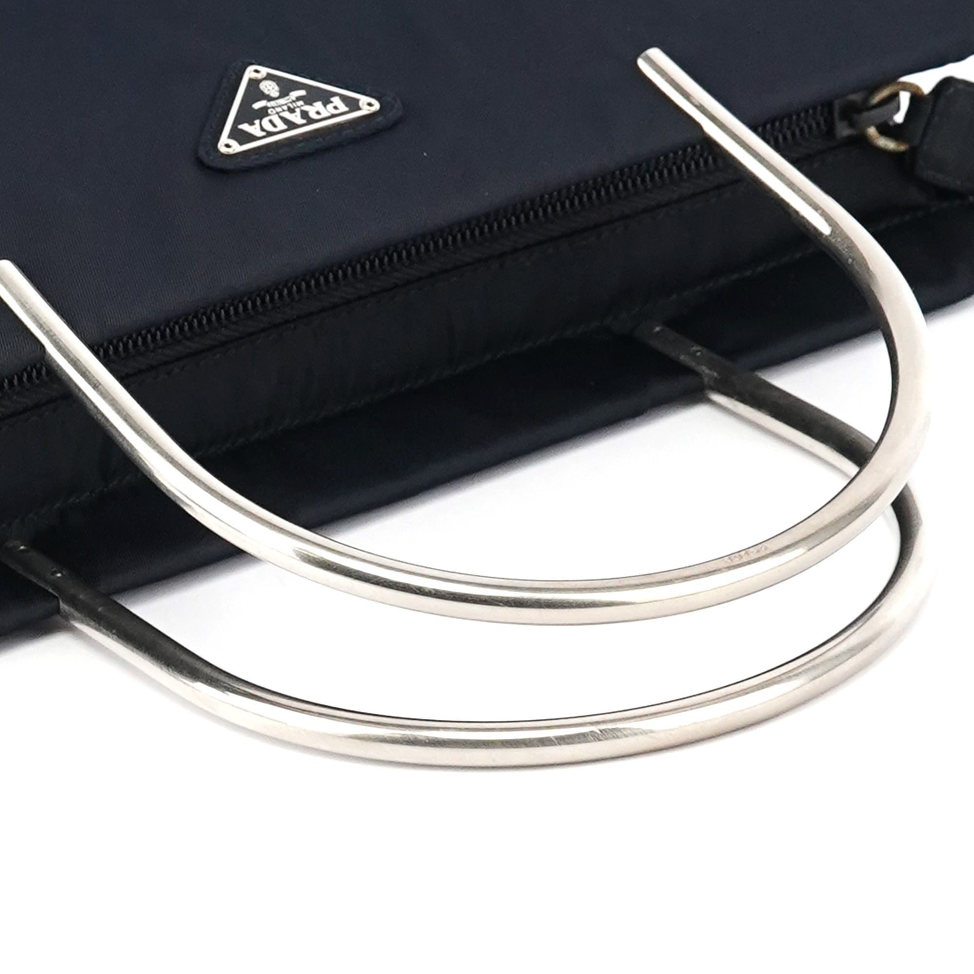 Navy Tessuto Metal Tote Bag