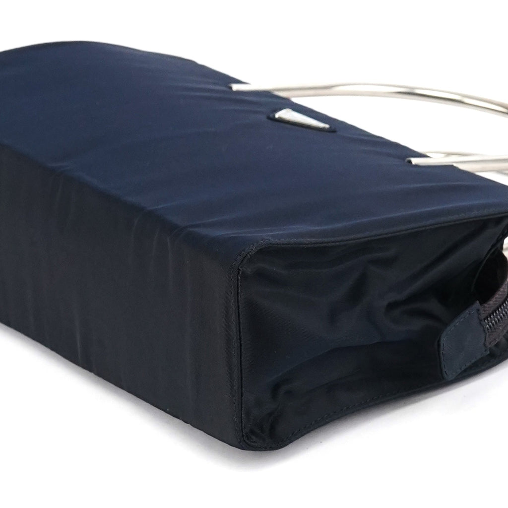 Navy Tessuto Metal Tote Bag