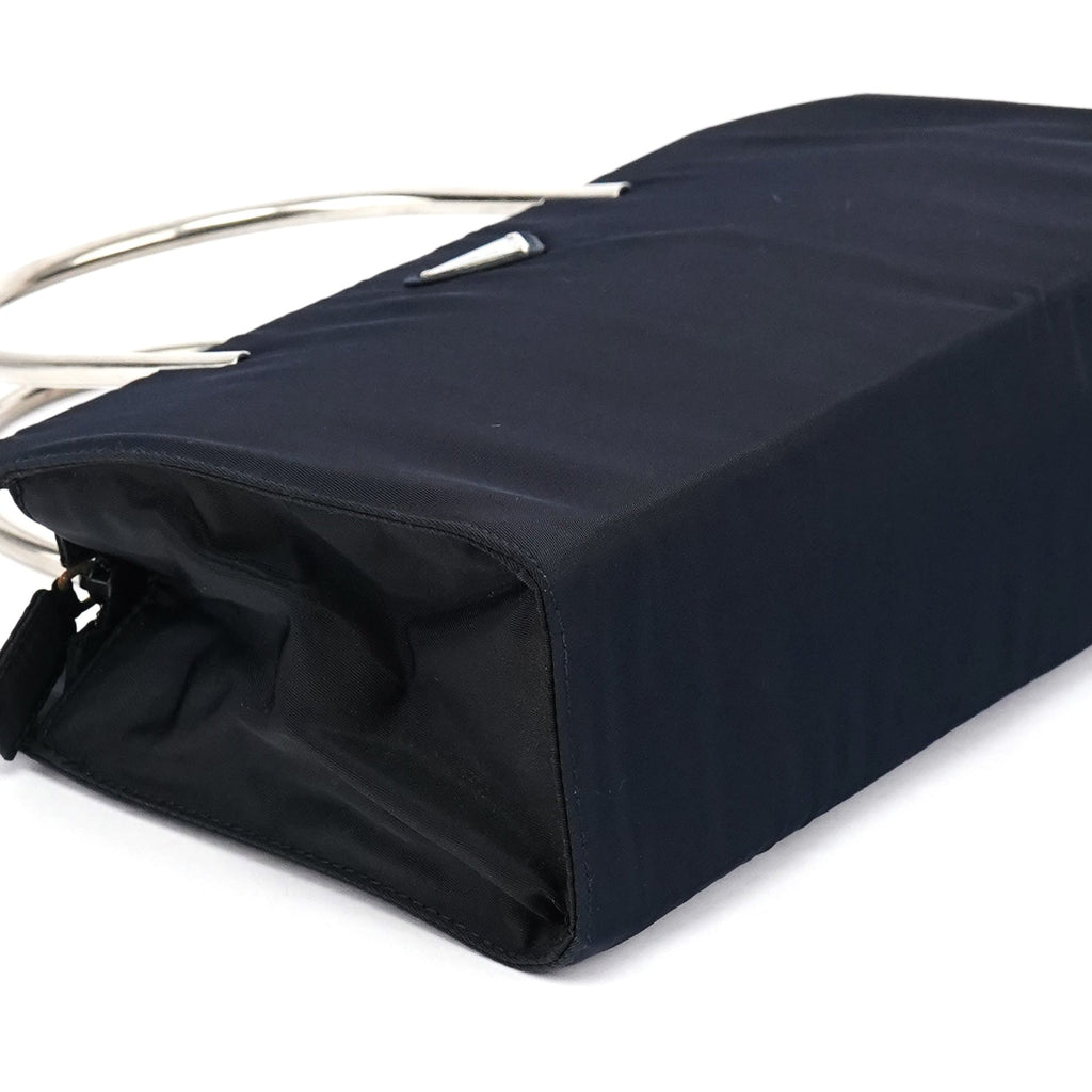 Navy Tessuto Metal Tote Bag