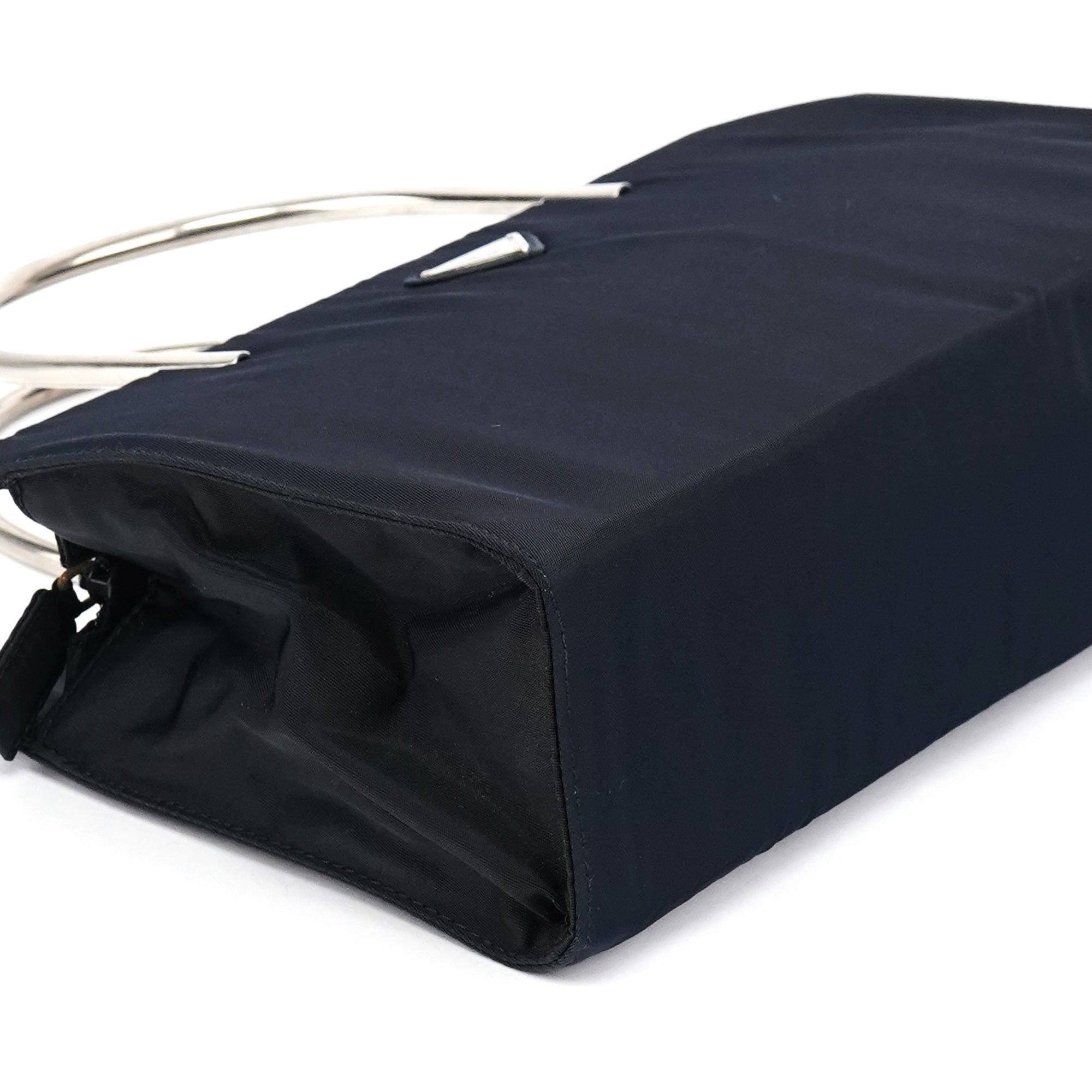Navy Tessuto Metal Tote Bag