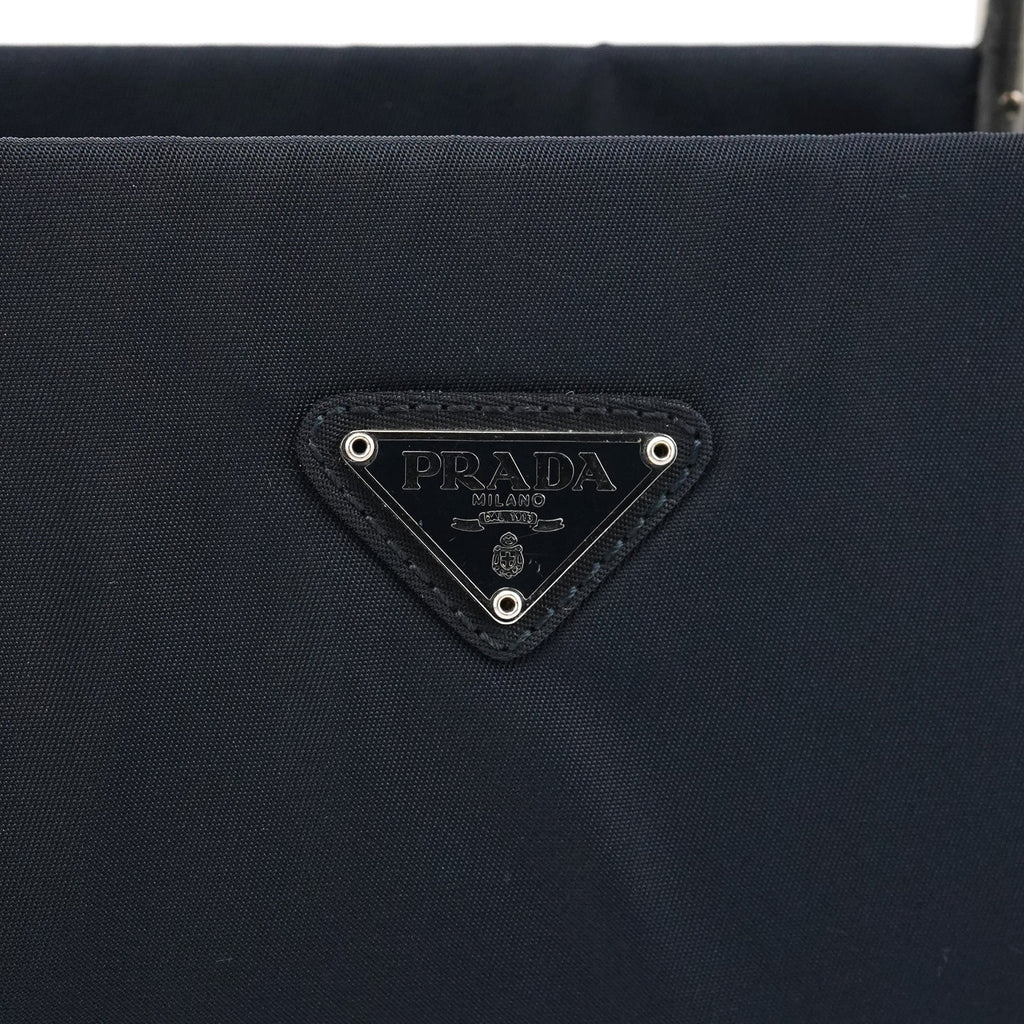 Navy Tessuto Metal Tote Bag