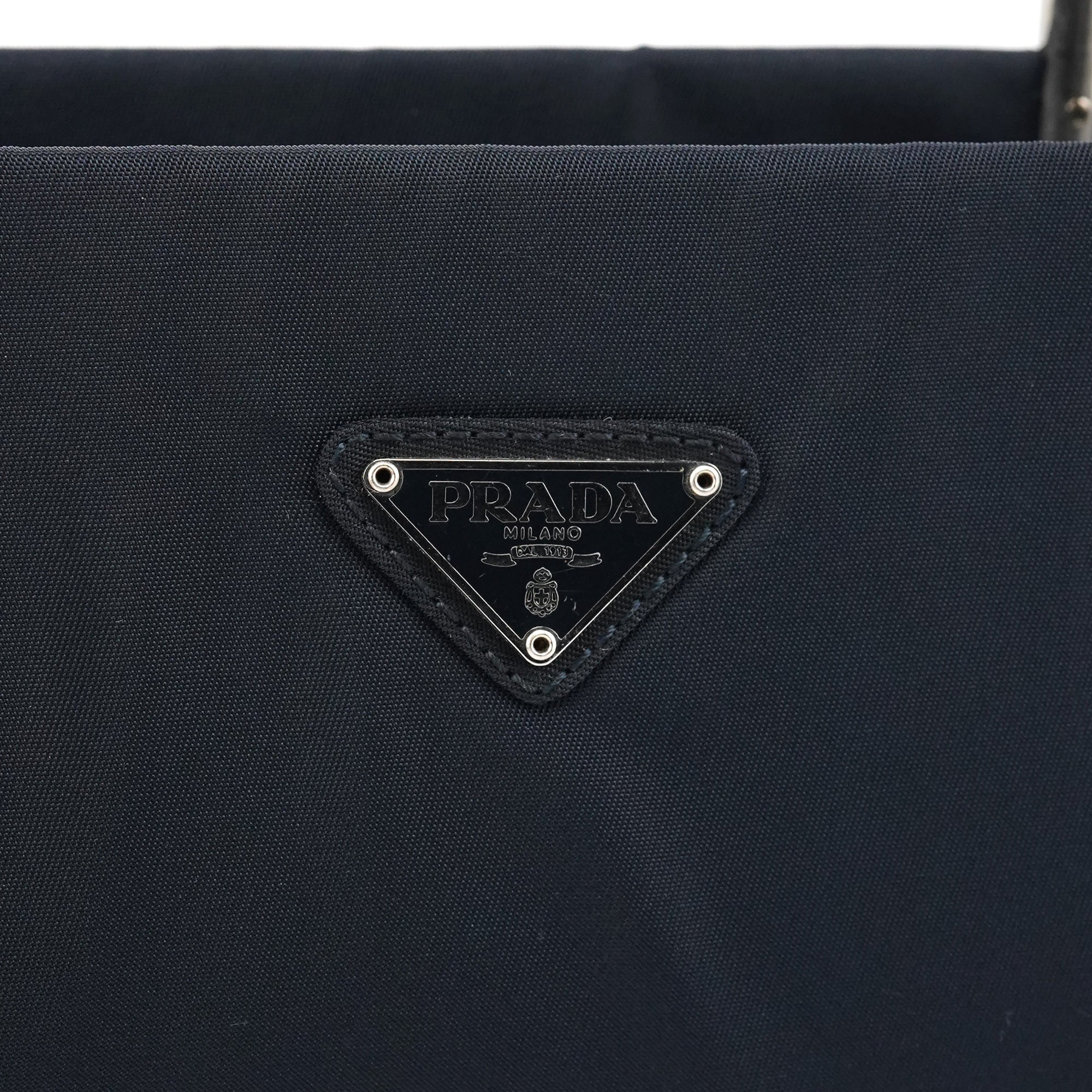 Navy Tessuto Metal Tote Bag