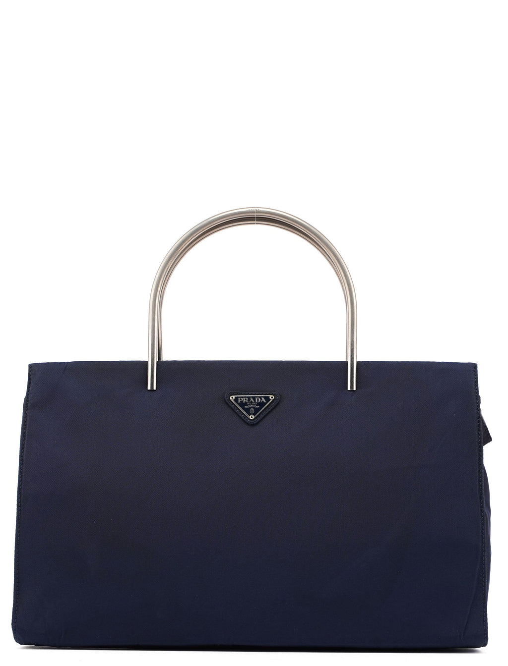 Navy Tessuto Metal Tote Bag