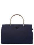 Navy Tessuto Metal Tote Bag