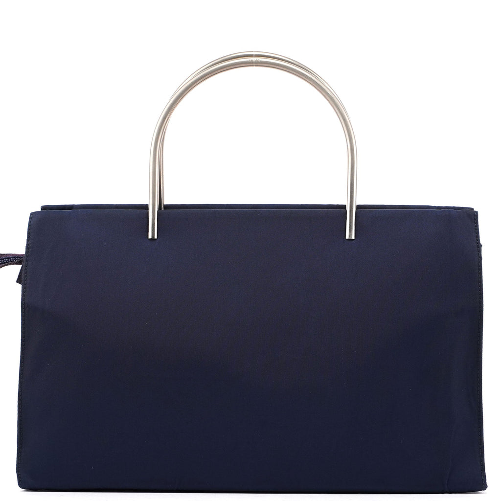 Navy Tessuto Metal Tote Bag