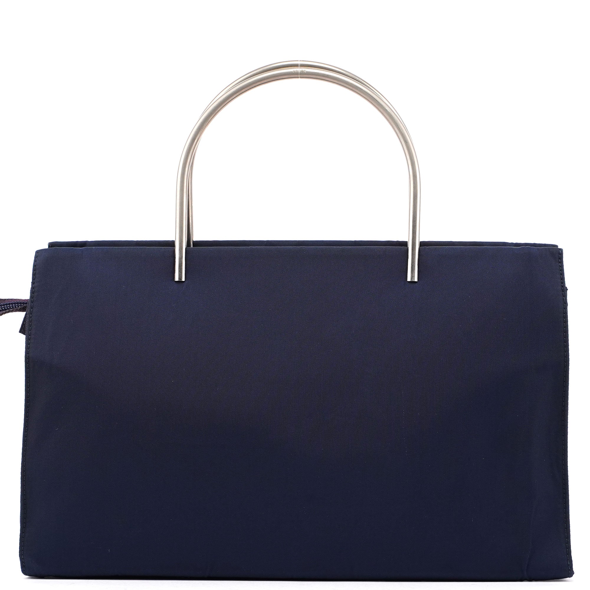 Navy Tessuto Metal Tote Bag