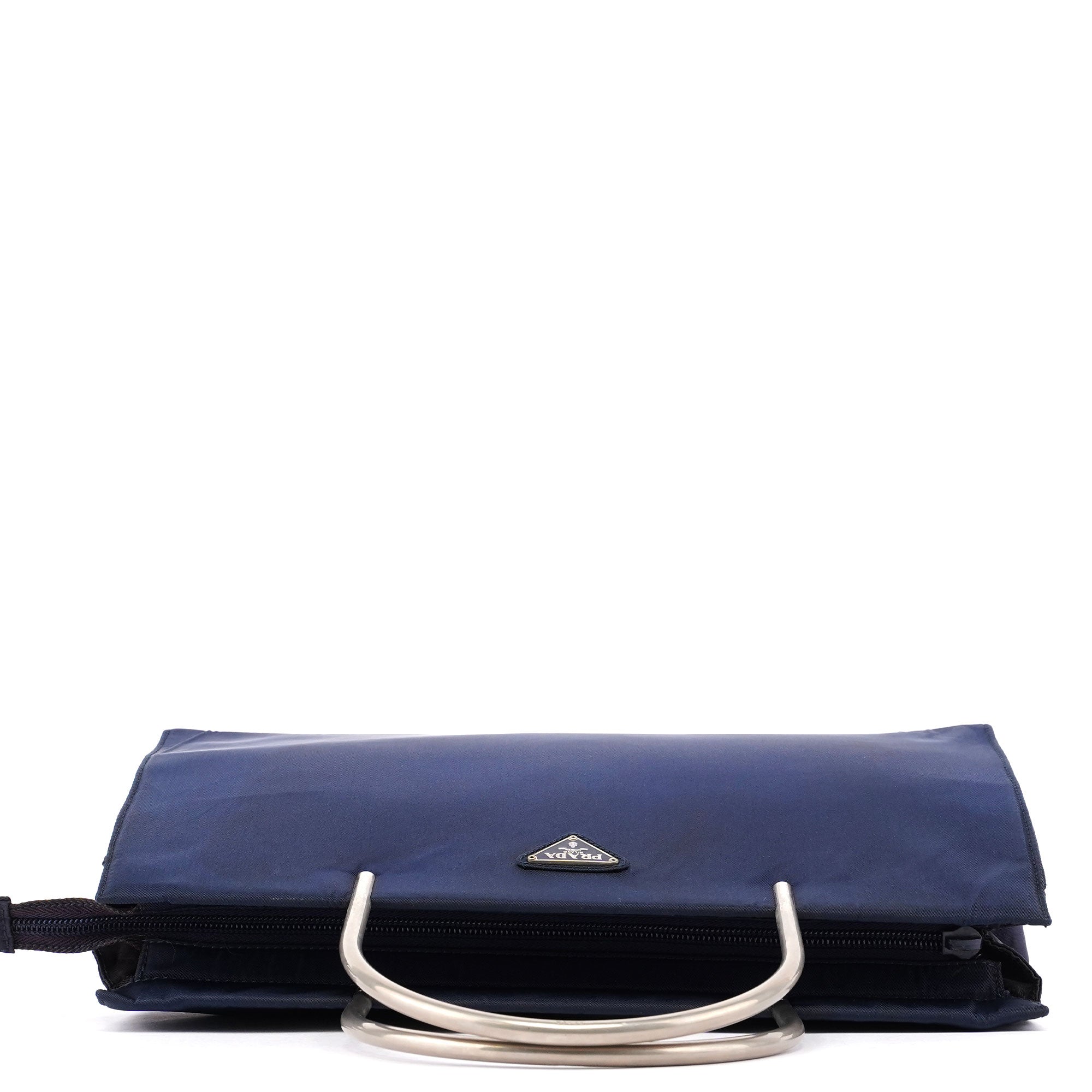 Navy Tessuto Metal Tote Bag