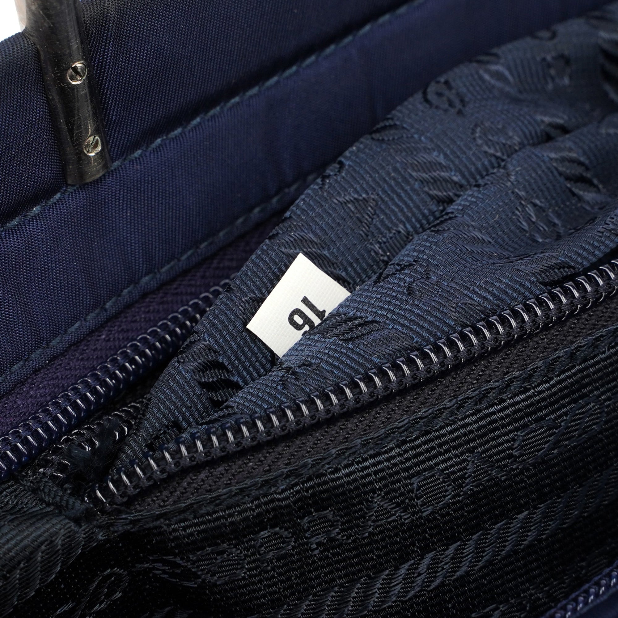Navy Tessuto Metal Tote Bag