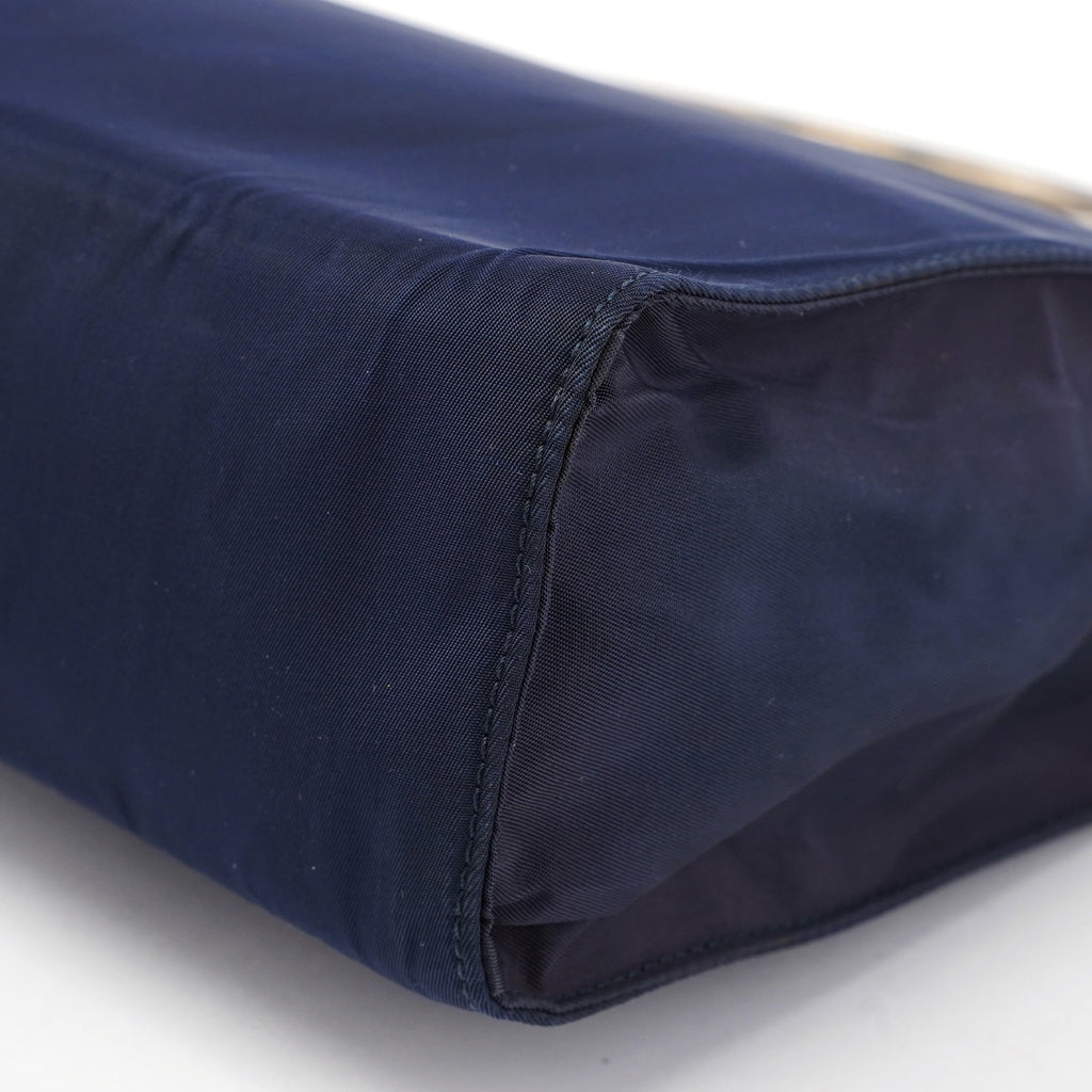 Navy Tessuto Metal Tote Bag