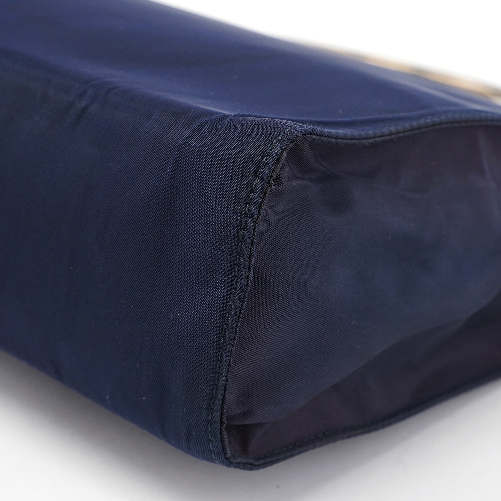 Navy Tessuto Metal Tote Bag