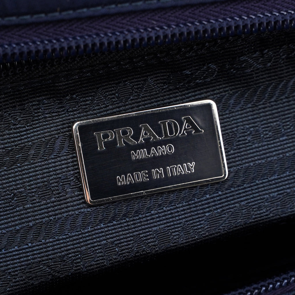 Navy Tessuto Metal Tote Bag