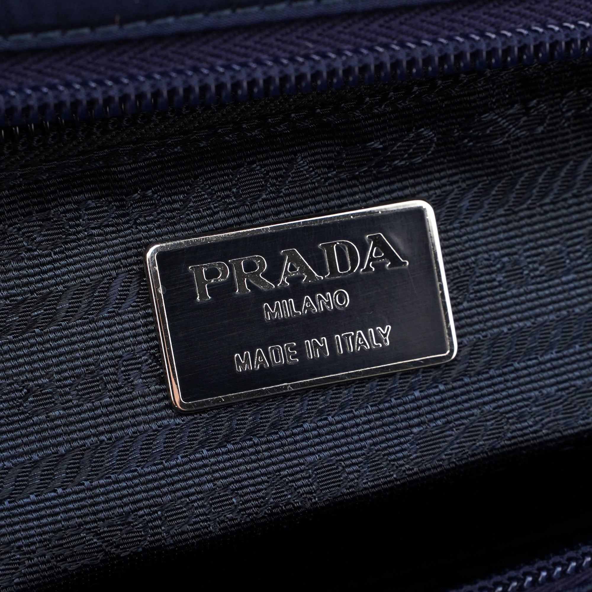 Navy Tessuto Metal Tote Bag