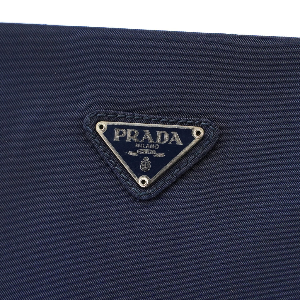 Navy Tessuto Metal Tote Bag