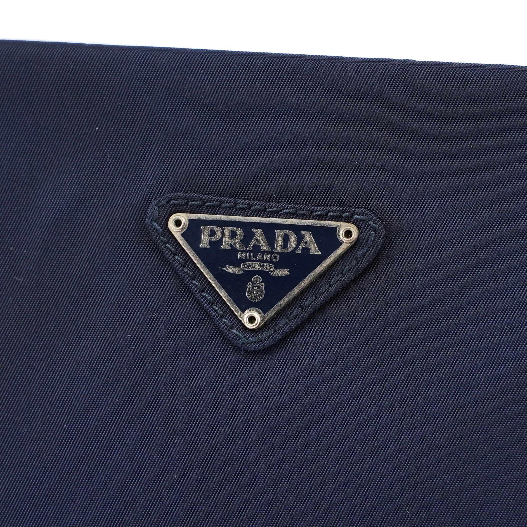 Navy Tessuto Metal Tote Bag