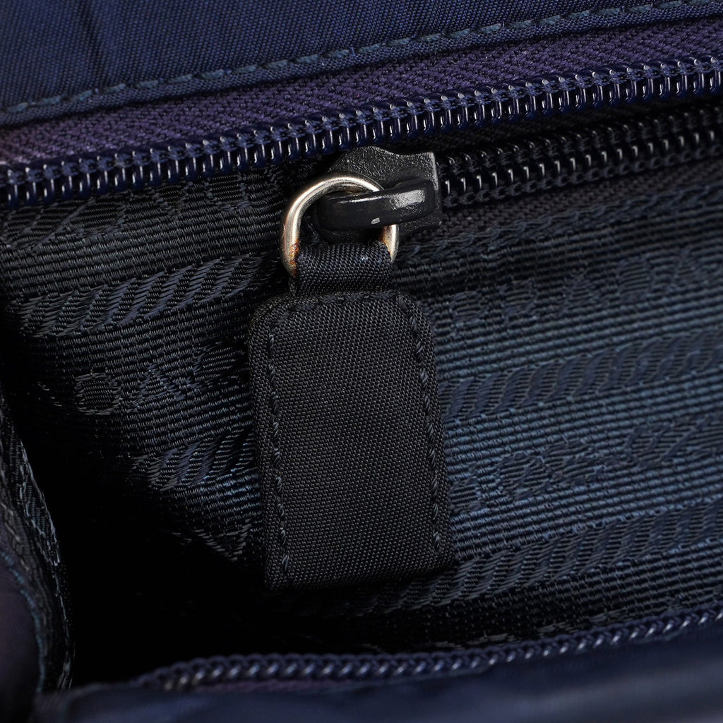 Navy Tessuto Metal Tote Bag