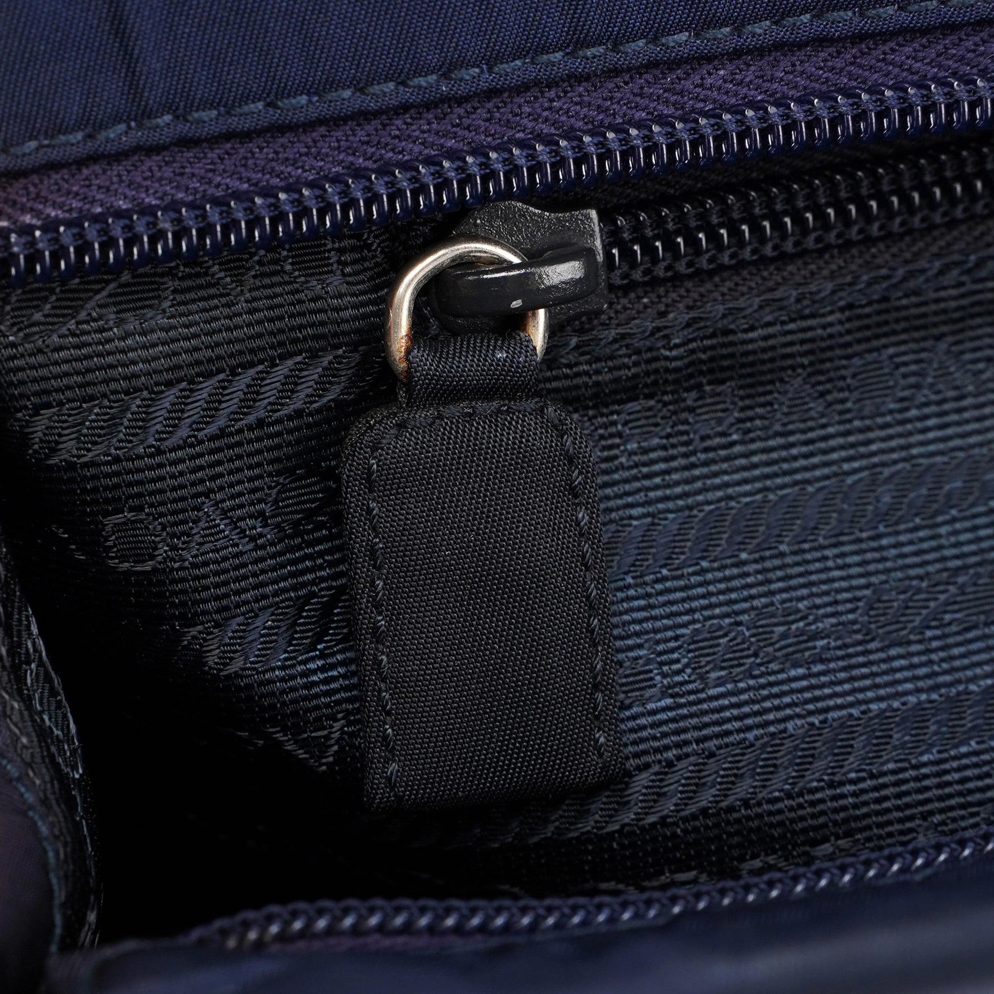 Navy Tessuto Metal Tote Bag