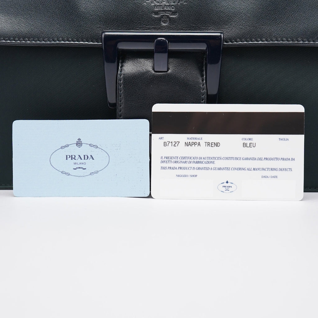 Navy Tessuto Nappa Top Handle Bag
