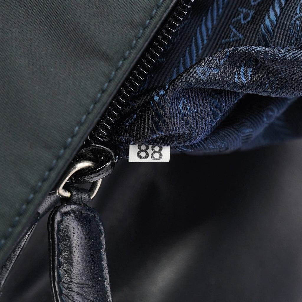 Navy Tessuto Nappa Top Handle Bag