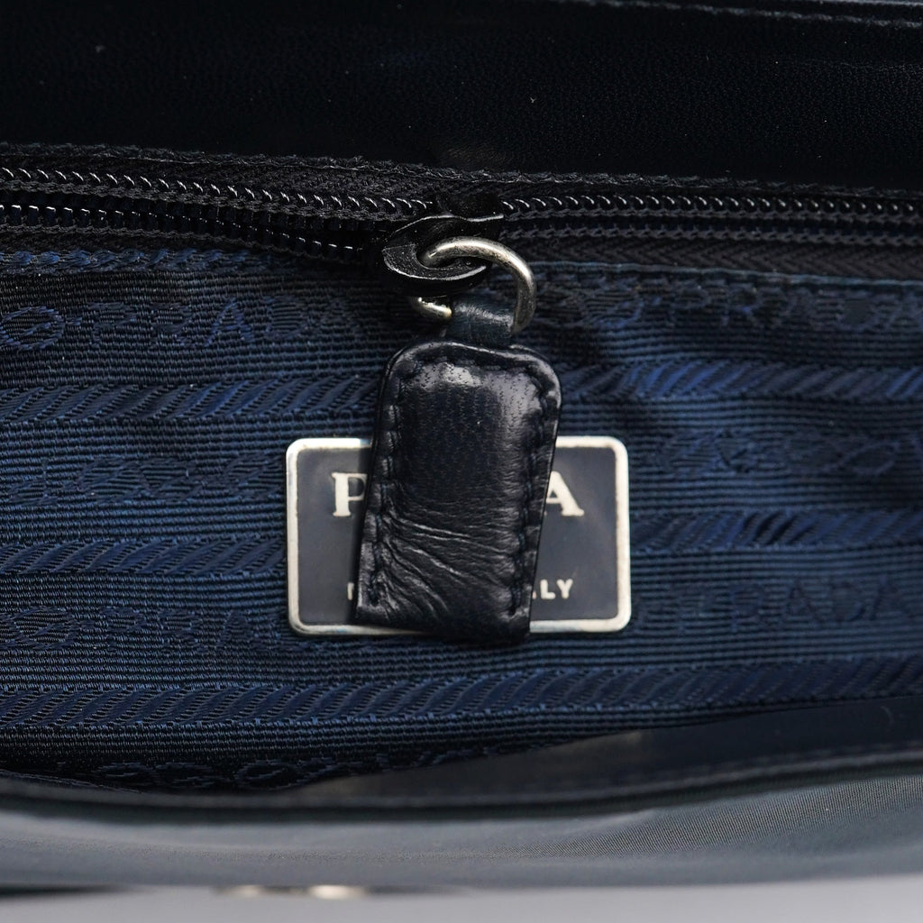 Navy Tessuto Nappa Top Handle Bag
